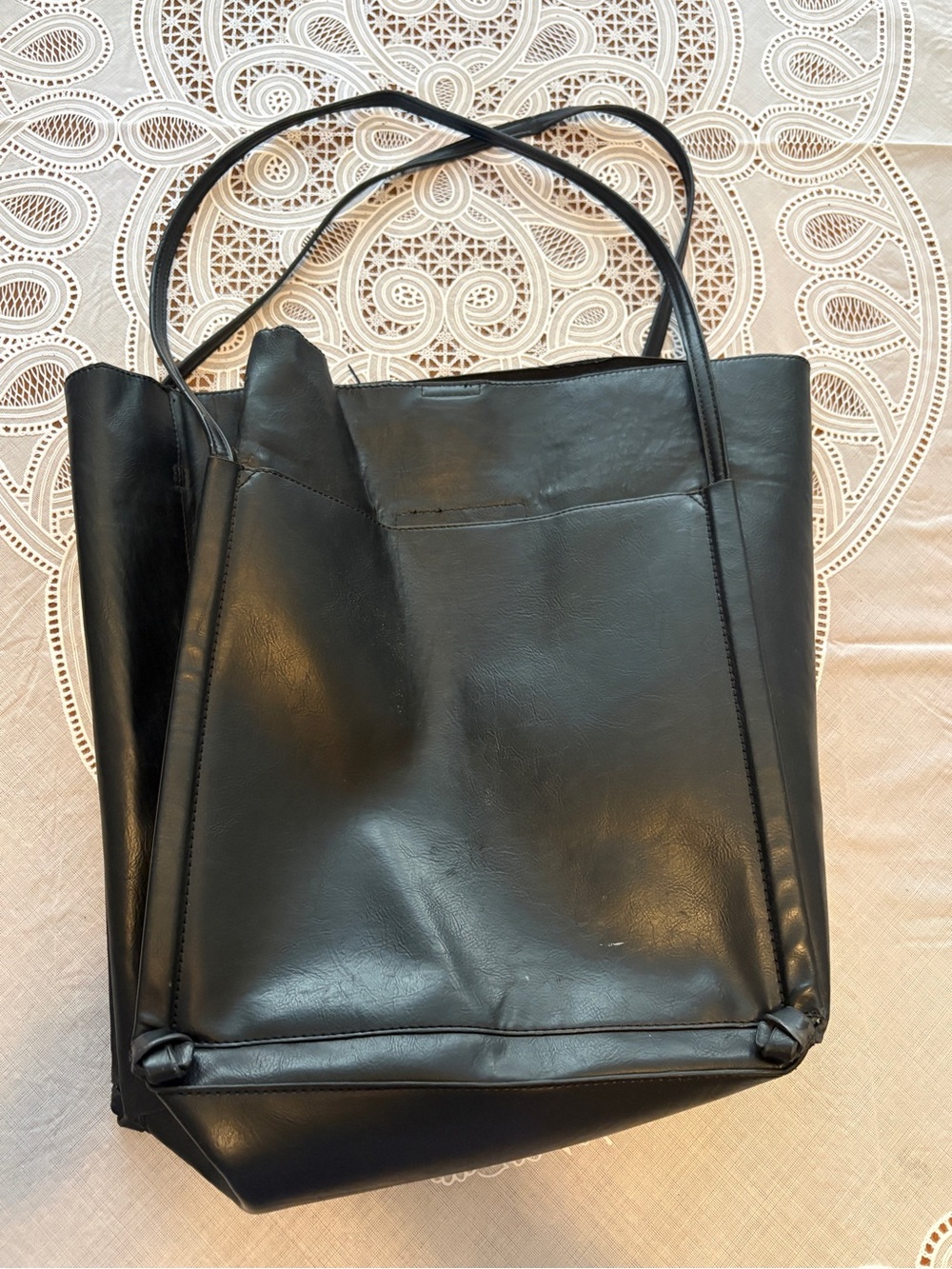 Sole Society Black Faux Leather Shoulder Tote